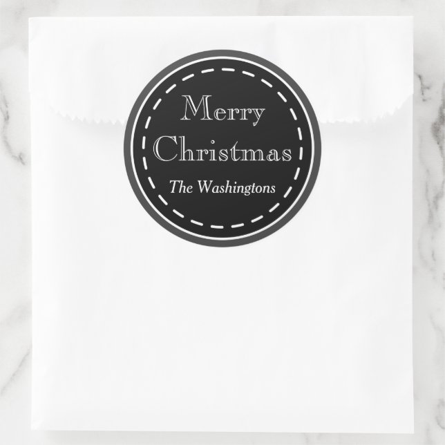 Black Chalkboard Weihnachtskleber Runder Aufkleber (Tasche)