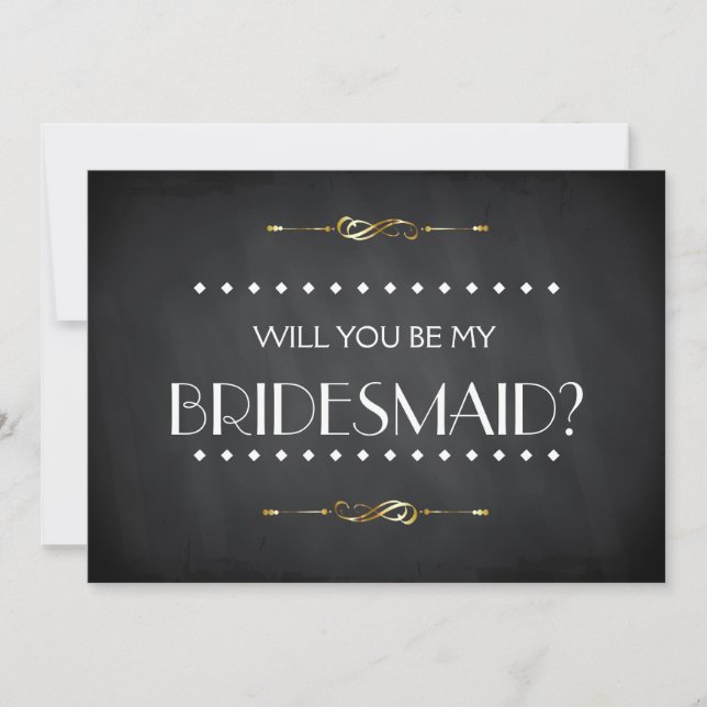 Black ChalkBoard Werden Sie meine Bridesmaid-Einla Einladung (Vorderseite)