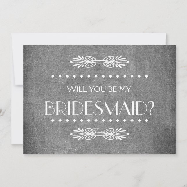 Black ChalkBoard Werden Sie meine Bridesmaid Einladung (Vorderseite)