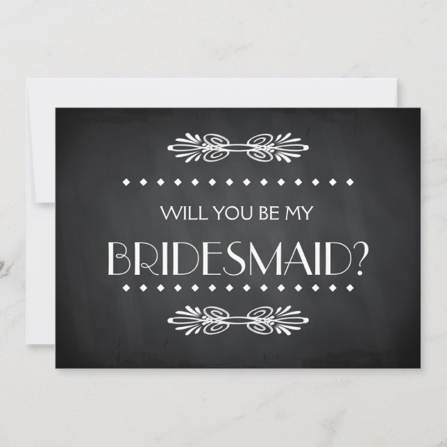 Black ChalkBoard Werden Sie meine Bridesmaid Einladung (Vorderseite)