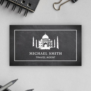 Black Chalkboard White Taj Mahal Travel Agent Visitenkarte
