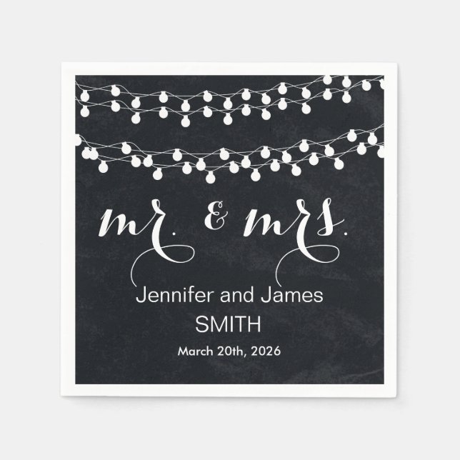 Black Challkboard Wedding Confetti Gold Glitzer Serviette (Vorderseite)