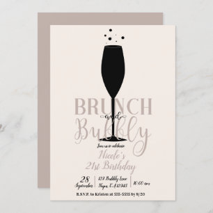 Black Champagne Glass Brunch & Bubbly Geburtstag Einladung
