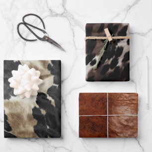 Black Champagne Gold Brown Cowhide Geschenkpapier Set