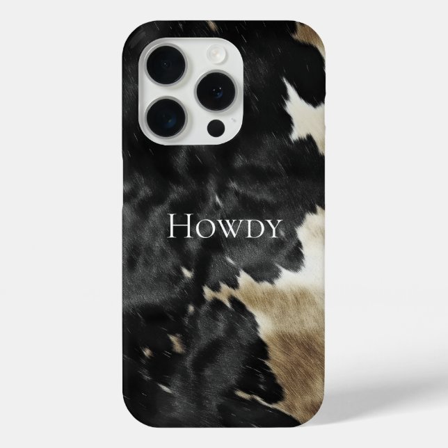 Black Champagne Gold Cowboy Cowgirl Cowhide Case-Mate iPhone Hülle (Rückseite)