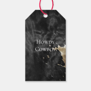 Black Champagne Gold Cowboy Cowgirl Cowhide Geschenkanhänger