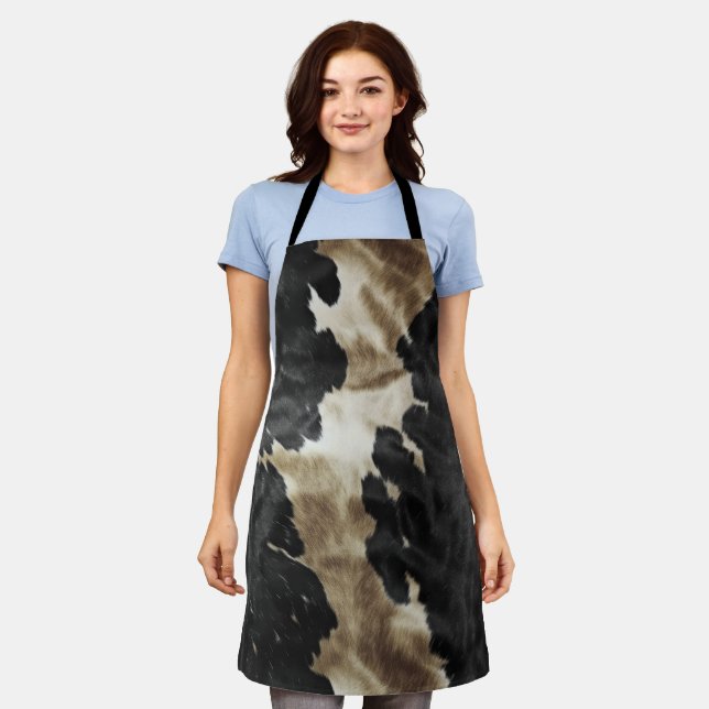 Black Champagne Gold Cowboy Cowgirl Cowhide Schürze (Getragen)