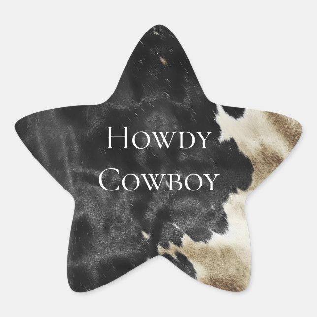 Black Champagne Gold Cowboy Cowgirl Cowhide Stern-Aufkleber (Vorderseite)