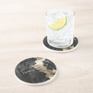 Black Champagne Gold Cowhide Getränkeuntersetzer