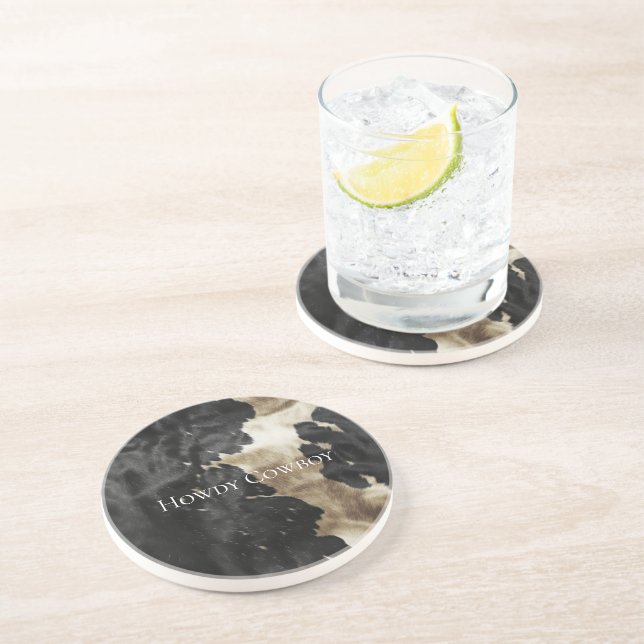 Black Champagne Gold Cowhide Getränkeuntersetzer (Seite)