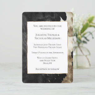 Black Champagne Gold Cowhide Wedding Einladung