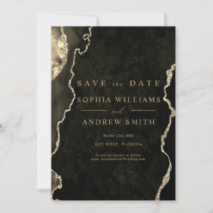 Black & Champagne Gold Modern Save the Date Einladung