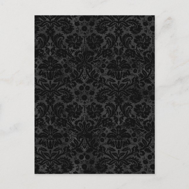 Black Charcoal Damask Postkarte (Vorderseite)
