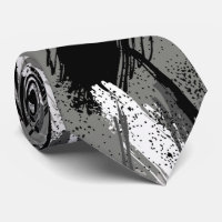 Black Charcoal Gray White Camouflage Neck Tie