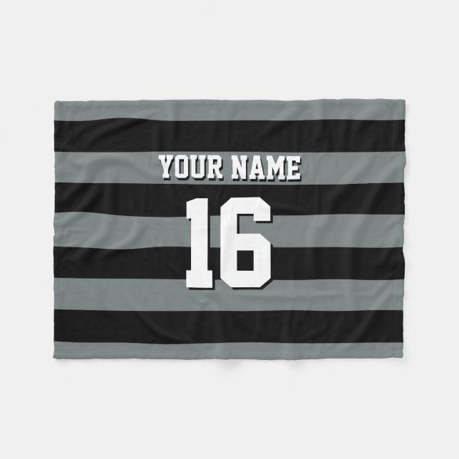Black Charcoal Team Jersey Preppy Strip Fleecedecke (Vorderseite (Horizontal))