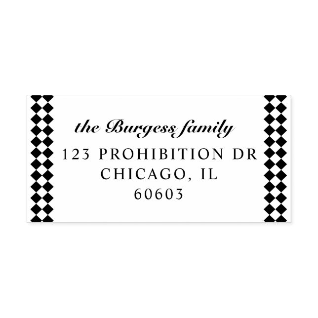 Black Checkerboard Border Return Address Permastempel (Design)