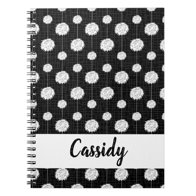 Black Cheerleader Pom Pom Muster Notizblock (Vorderseite)