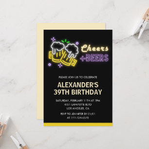 Black Cheers Beer Drinks zum 39. Geburtstag Einladung