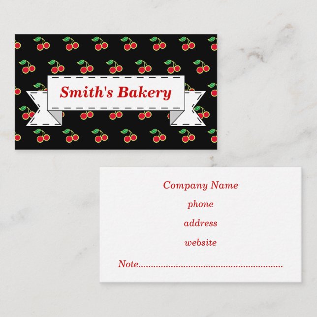 Black Cherry Business Card Visitenkarte (Vorne/Hinten)