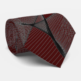 Black Cherry Garnet Red & Silver Gray "Spider Web" Krawatte