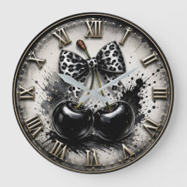 Black Cherry Modern Monochrome Kitchen Große Wanduhr