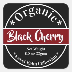 Black Cherry - Modern Typografy Label Collection Quadratischer Aufkleber