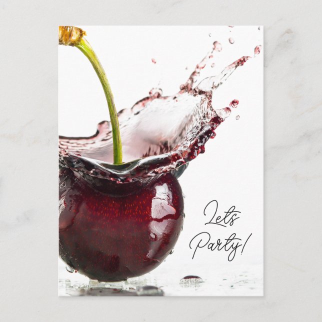 Black Cherry-Party Einladung Postkarte (Vorderseite)