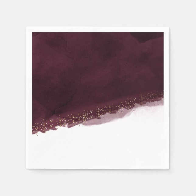 Black Cherry Watercolor & Gold Moderner Chic Elega Serviette (Vorderseite)