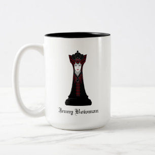 Black Chess Queen / Personalisierter Name Zweifarbige Tasse
