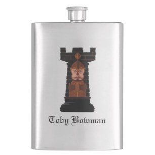 Black Chess Rook Flachmann