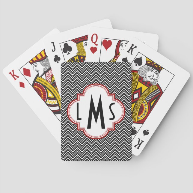 Black Chevron Monogram Spielkarten (Rückseite)