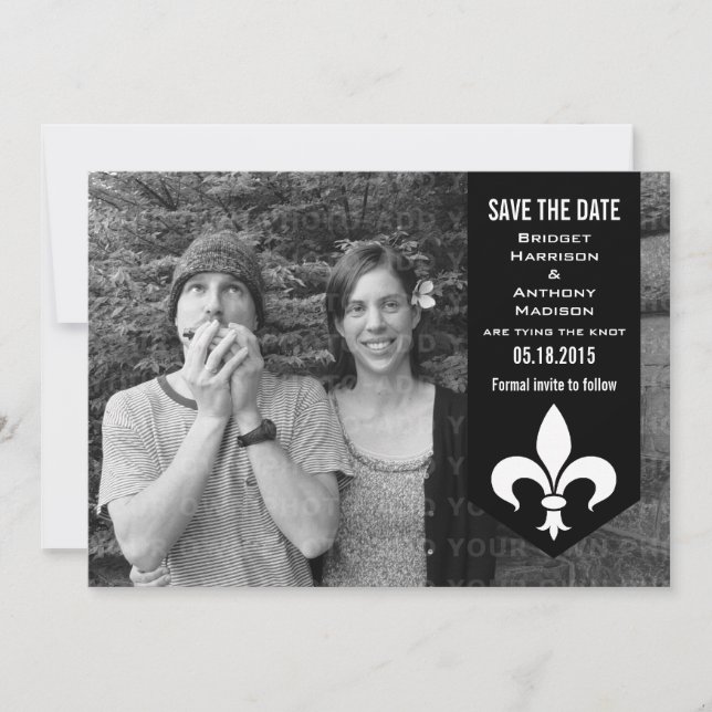 Black Chic Blüh Banner Save the Date einladen (Vorderseite)