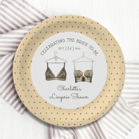 Black Chic Lace Watercolor Lingerie Brautparty