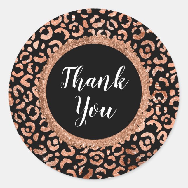 Black Chic Leopard Animal Print Runder Aufkleber (Vorderseite)