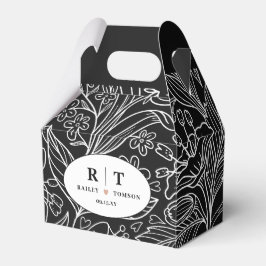 Black Chic Modern Floral Danke Hochzeit Geschenkschachtel