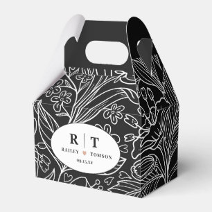 Black Chic Modern Floral Danke Hochzeit Geschenkschachtel
