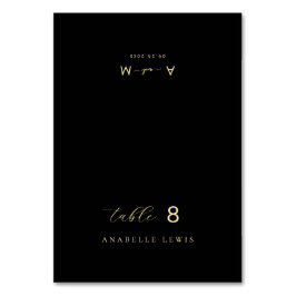 Black Chic Monogram Guest Name Wedding Platzkarte Tischnummer