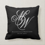 Black Chic Monogram Newlyweds Kissen<br><div class="desc">Elegantes Monogramm-Hochzeitdesign</div>