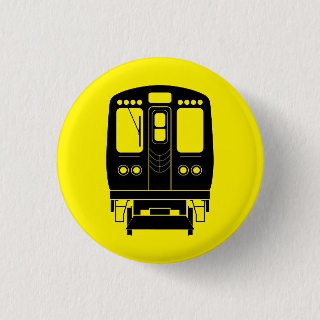 Black Chicago "L" Profil auf gelbem Hintergrund Button (Vorderseite)
