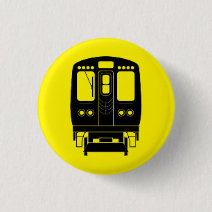 Black Chicago "L" Profil auf gelbem Hintergrund Button