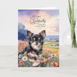 Black Chihuahua Field of Wildflowers Pet Sympathy Karte