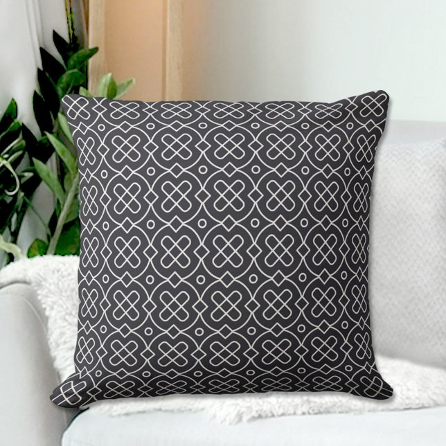 Black Chinese Pattern Throw Pillow Kissen (Von Creator hochgeladen)