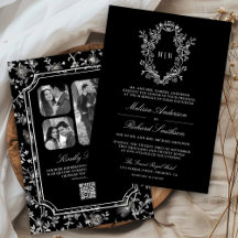 Black Chinoiserie Wappen QR Code Hochzeit