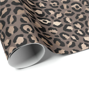 Black Chocolate Brown Bronze Leopard Print Geschenkpapier