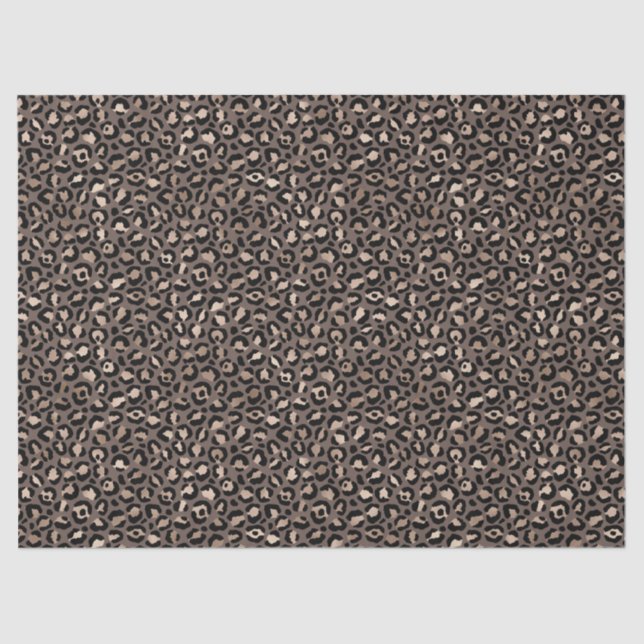 Black Chocolate Brown Bronze Leopard Print Seidenpapier (Vorderseite)