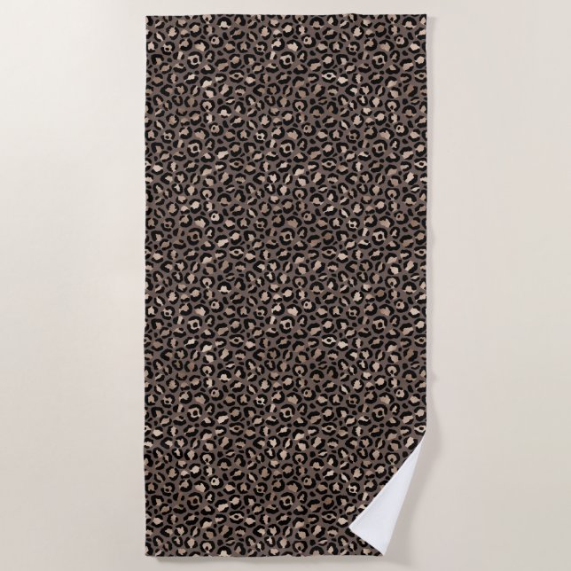 Black Chocolate Brown Bronze Leopard Print         Strandtuch (Vorderseite)
