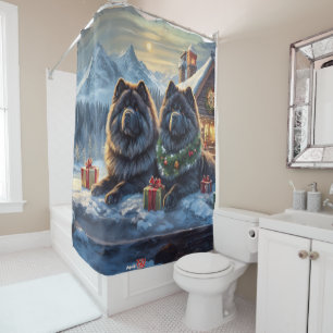 Black Chows Holiday Design von Rich AMeN Gill Duschvorhang