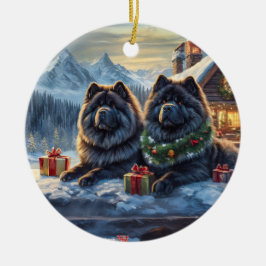 Black Chows Holiday Design von Rich AMeN Gill Keramik Ornament