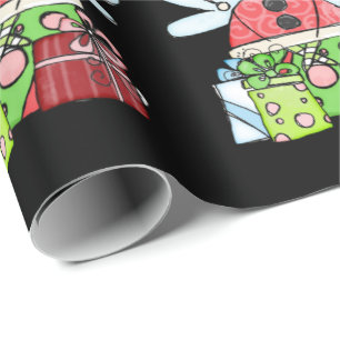 Black Christmas Angel Santa Wrapping Paper Geschenkpapier