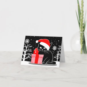 Black Christmas Cat Feiertagskarte